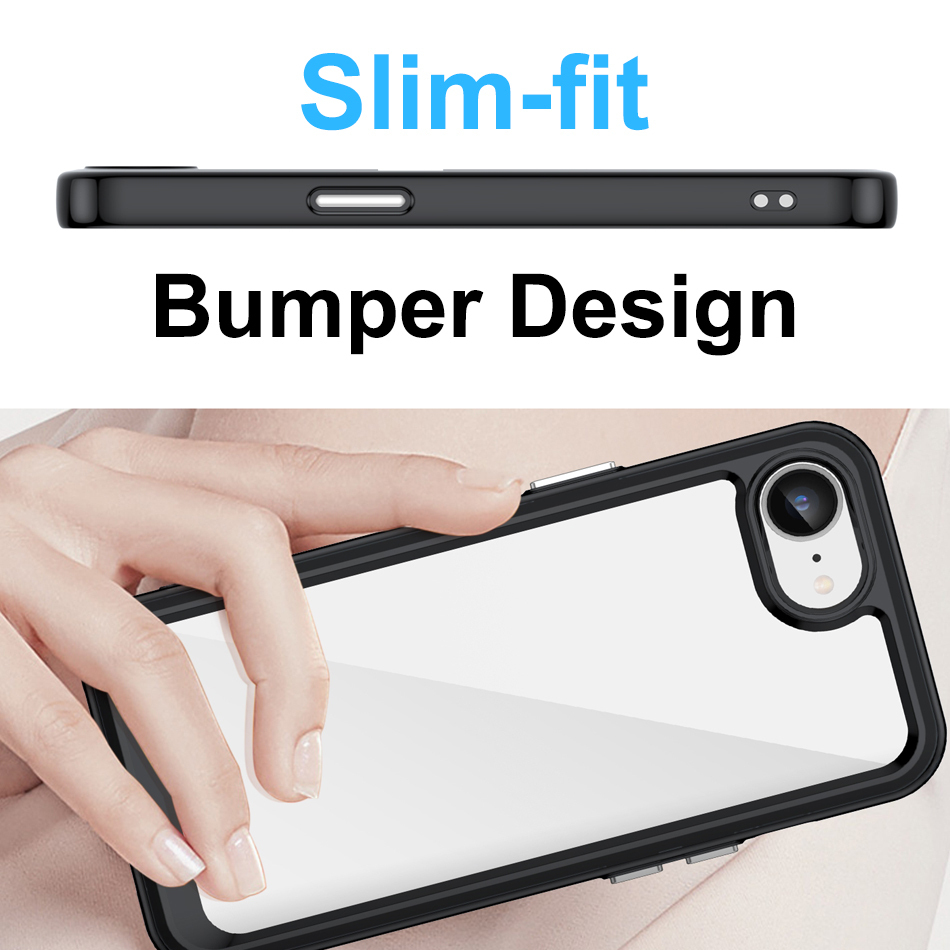 Hybrid Acrylic Tough Shockproof Case for Apple iPhone 16e - Black (Frame)
