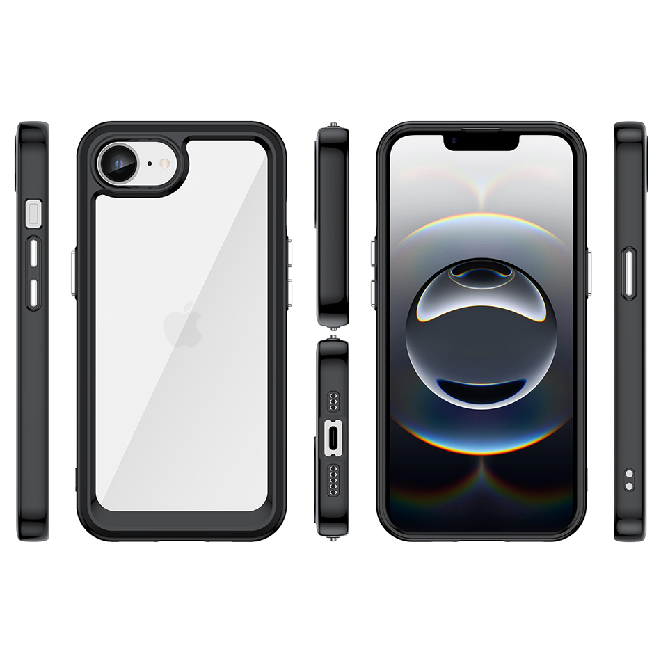 Hybrid Acrylic Tough Shockproof Case for Apple iPhone 16e - Black (Frame)
