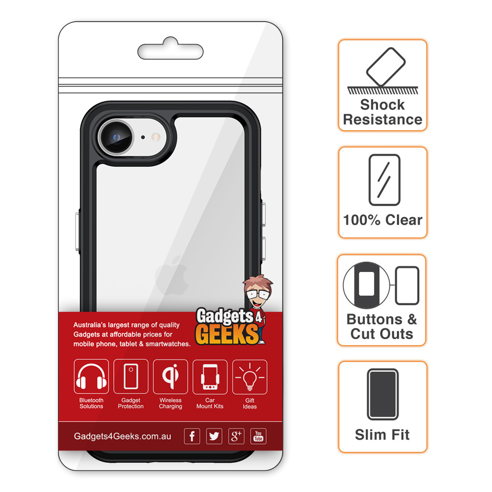 Hybrid Acrylic Tough Shockproof Case for Apple iPhone 16e - Black (Frame)