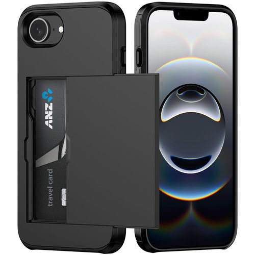 Tough Armour Slide Case & Card Holder for Apple iPhone 16e - Black
