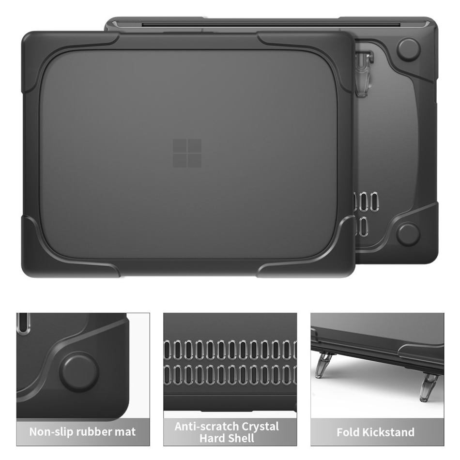 Heavy Duty Tough Shockproof Case for Microsoft Surface Laptop 7 (13.8") - Black