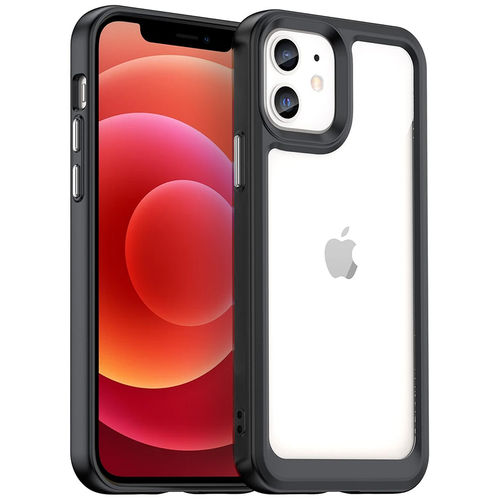 Hybrid Acrylic Tough Shockproof Case for Apple iPhone 12 / 12 Pro - Black (Frame)