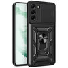 Heavy Duty Shockproof Case / Slide Camera Cover for Samsung Galaxy S22 - Black