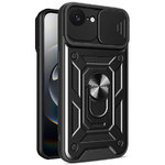 Heavy Duty Shockproof Case / Slide Camera Cover for Apple iPhone 16e - Black