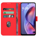 Leather Wallet Case & Card Holder Pouch for Motorola Moto G05 - Red