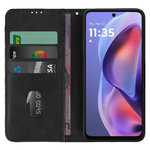 Leather Wallet Case & Card Holder Pouch for Motorola Moto G05 - Black