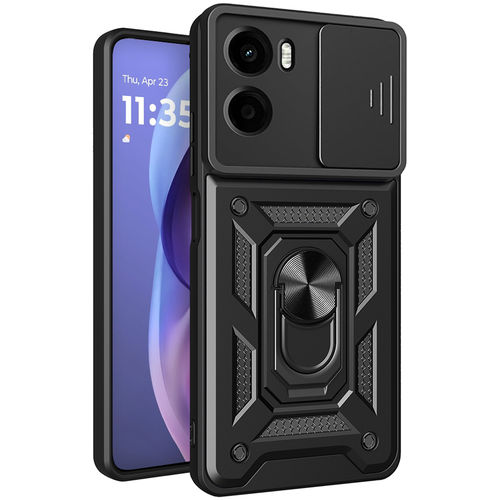 Heavy Duty Shockproof Case / Slide Camera Cover for Motorola Moto G05 - Black