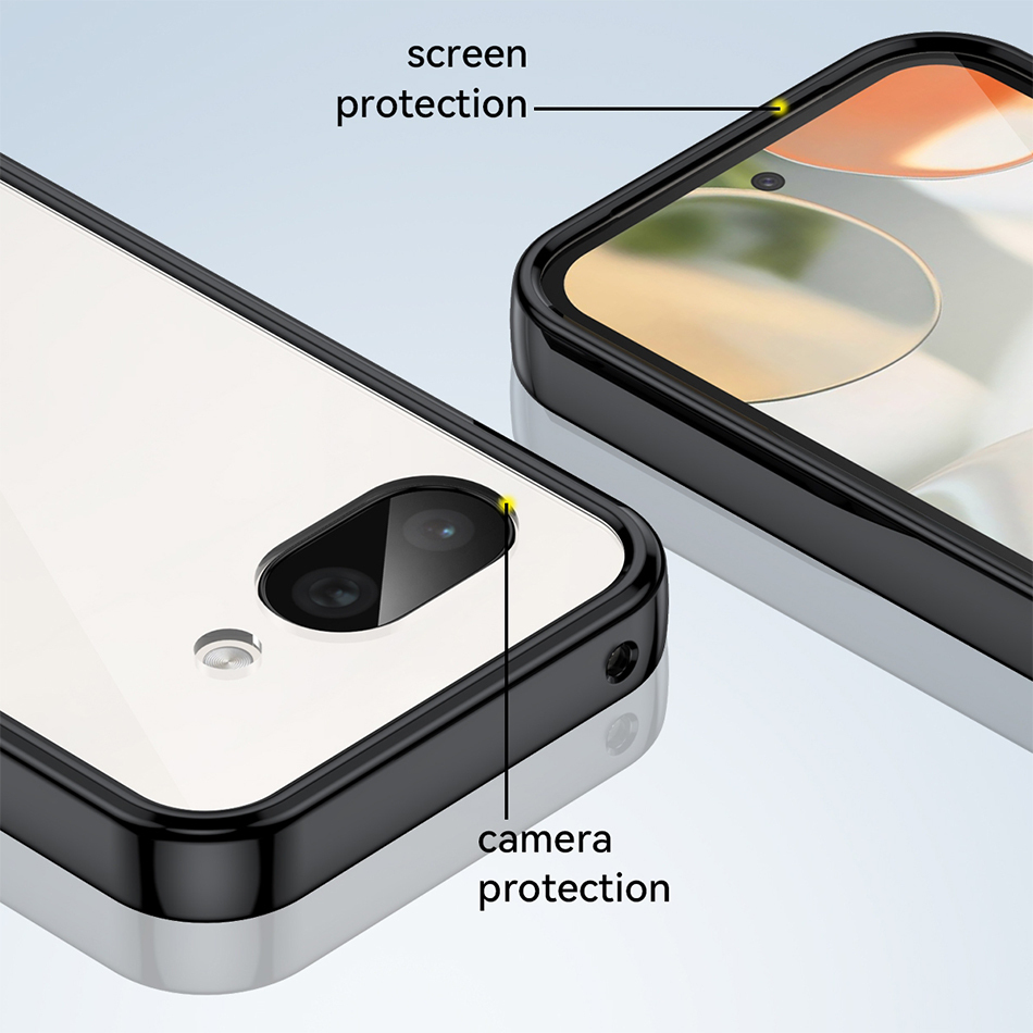 Hybrid Acrylic Tough Shockproof Case for Google Pixel 9a - Black (Frame)