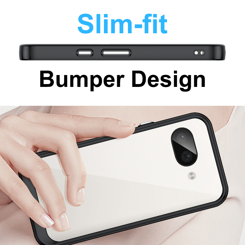 Hybrid Acrylic Tough Shockproof Case for Google Pixel 9a - Black (Frame)