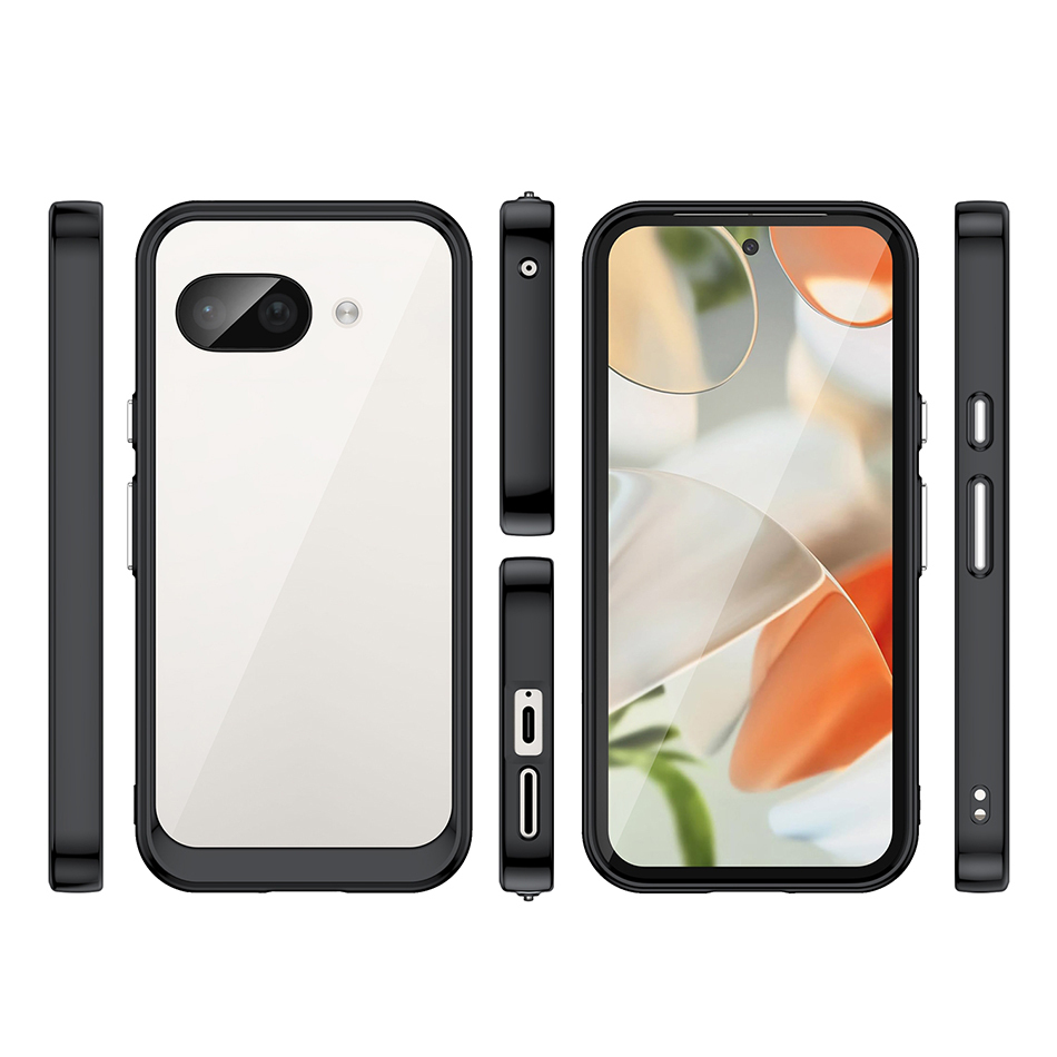 Hybrid Acrylic Tough Shockproof Case for Google Pixel 9a - Black (Frame)