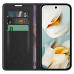 Leather Wallet Case & Card Holder Pouch for Google Pixel 9a - Black