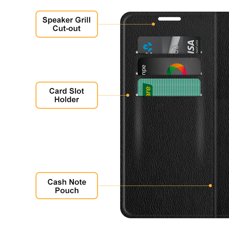 Leather Wallet Case & Card Holder Pouch for Google Pixel 9a - Black