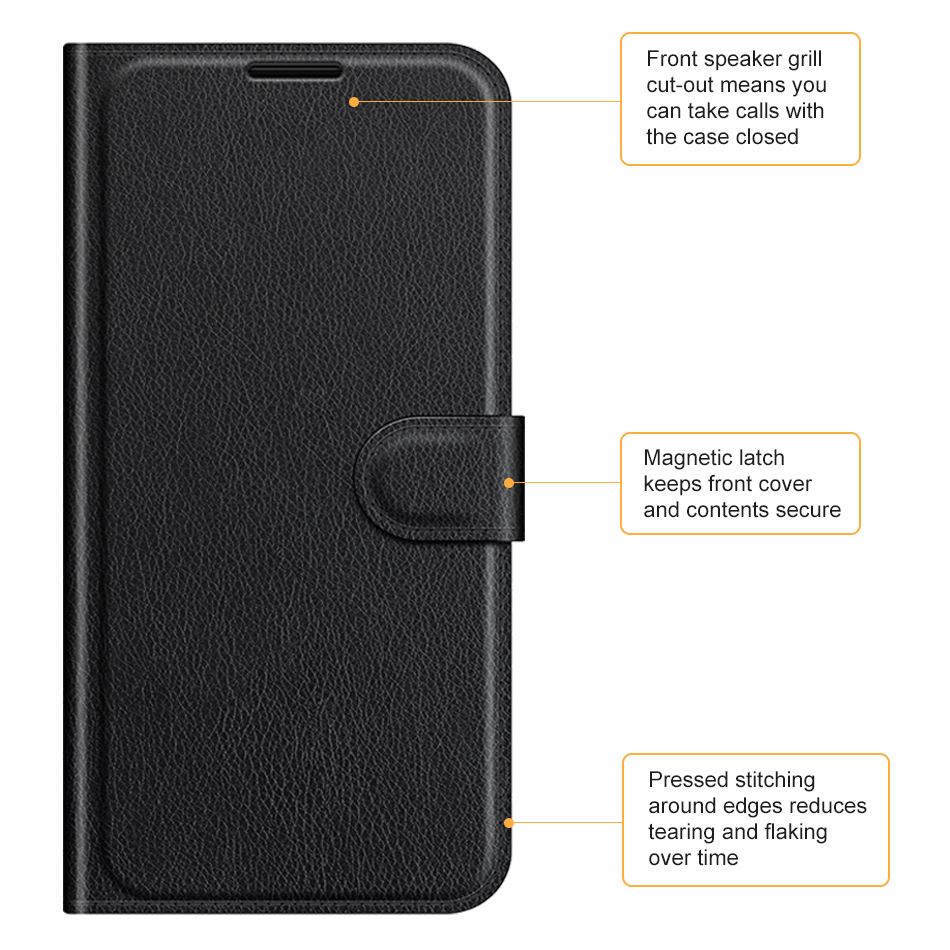 Leather Wallet Case & Card Holder Pouch for Google Pixel 9a - Black