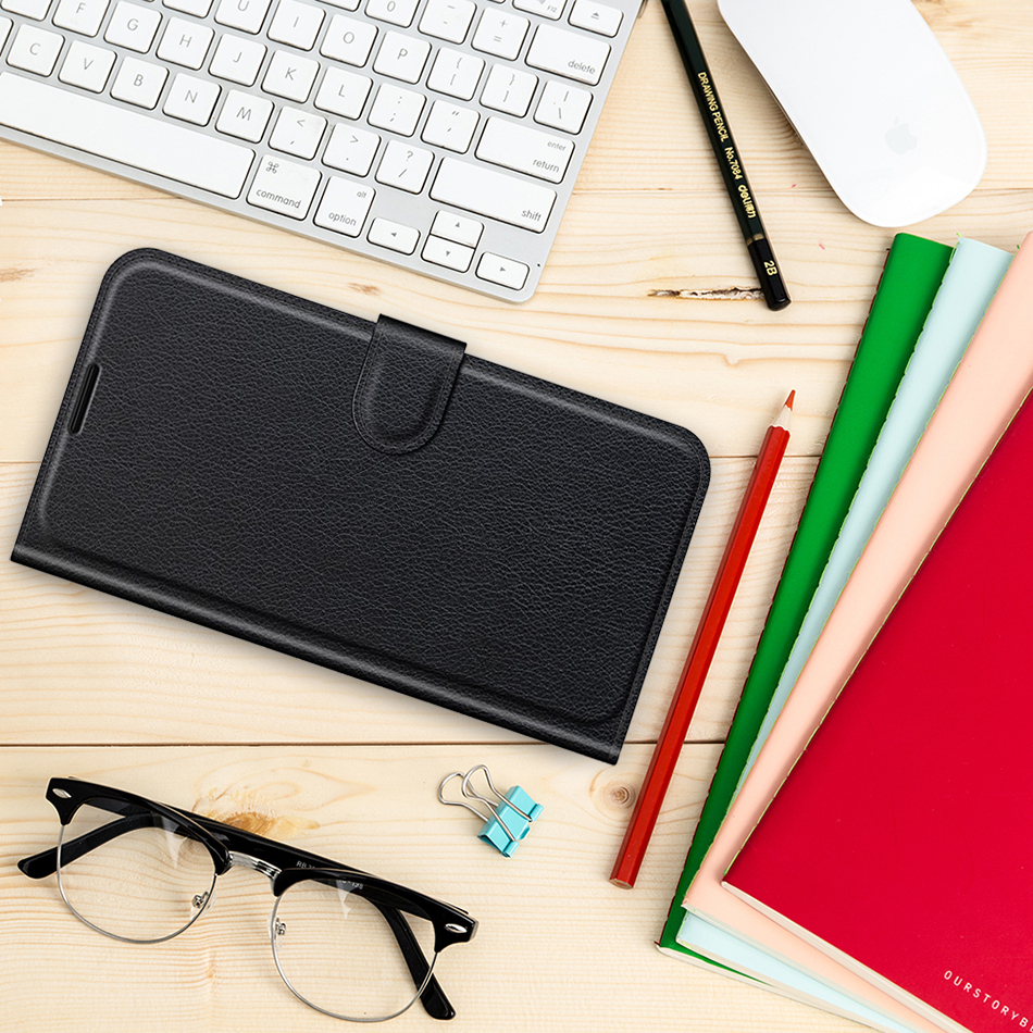 Leather Wallet Case & Card Holder Pouch for Google Pixel 9a - Black
