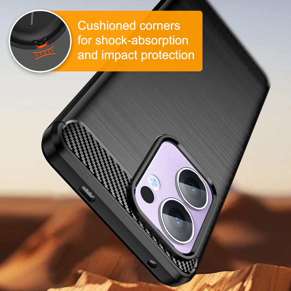 Flexi Slim Carbon Fibre Case for Oppo Reno13 F - Brushed Black