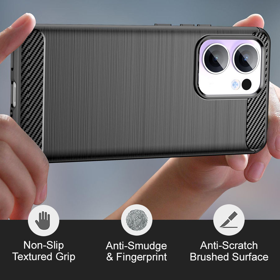 Flexi Slim Carbon Fibre Case for Oppo Reno13 F - Brushed Black