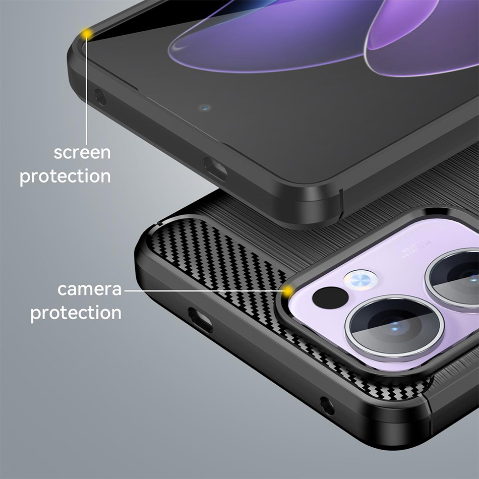 Flexi Slim Carbon Fibre Case for Oppo Reno13 F - Brushed Black