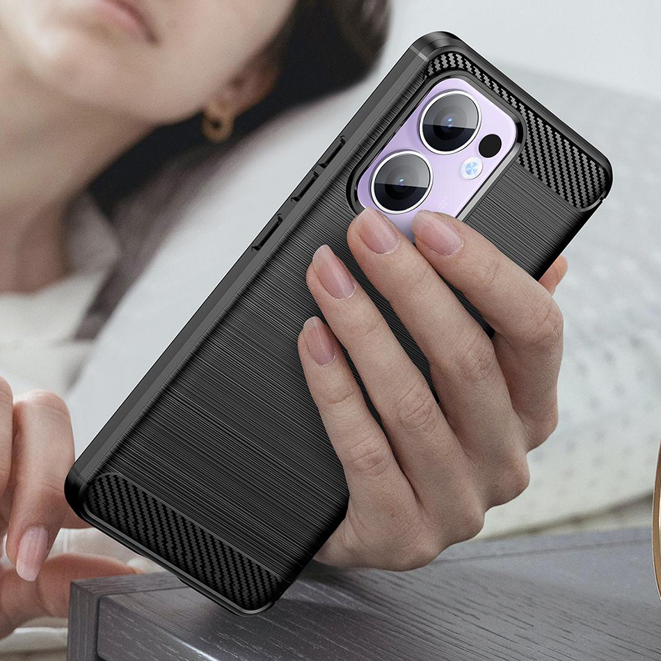 Flexi Slim Carbon Fibre Case for Oppo Reno13 F - Brushed Black