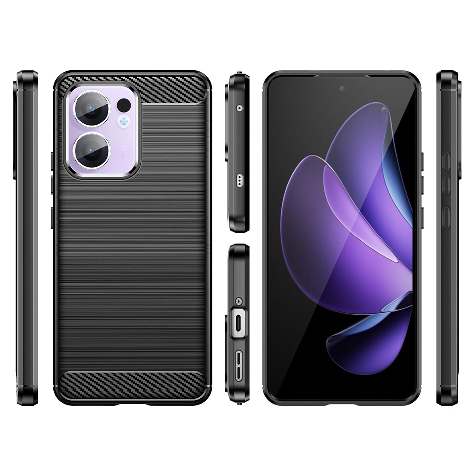 Flexi Slim Carbon Fibre Case for Oppo Reno13 F - Brushed Black