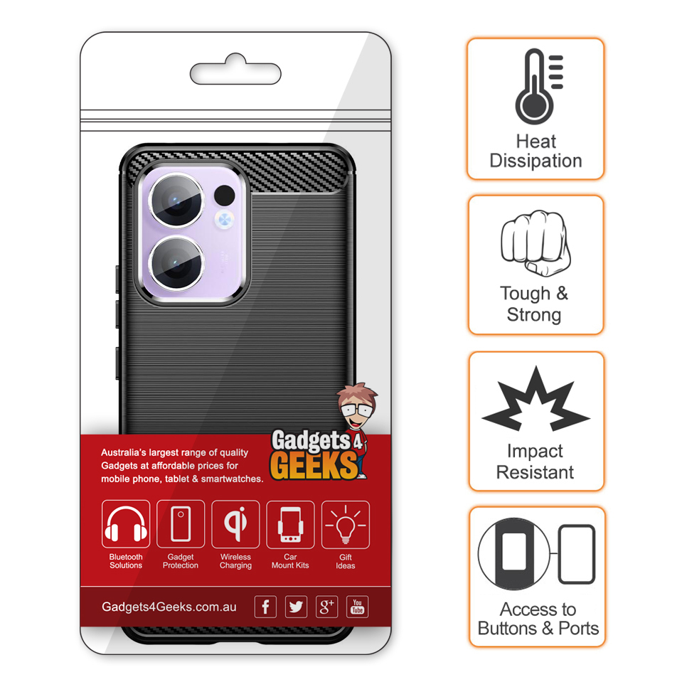 Flexi Slim Carbon Fibre Case for Oppo Reno13 F - Brushed Black