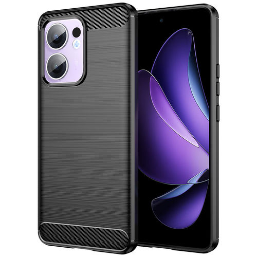 Flexi Slim Carbon Fibre Case for Oppo Reno13 F - Brushed Black