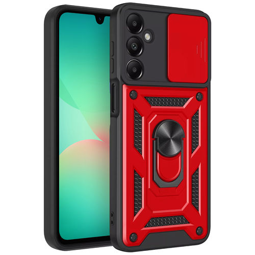 Heavy Duty Shockproof Case / Slide Camera Cover for Samsung Galaxy A26 - Red
