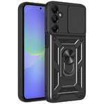 Heavy Duty Shockproof Case / Slide Camera Cover for Samsung Galaxy A36 - Black