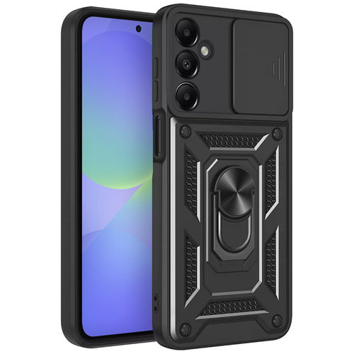 Heavy Duty Shockproof Case / Slide Camera Cover for Samsung Galaxy A36 - Black