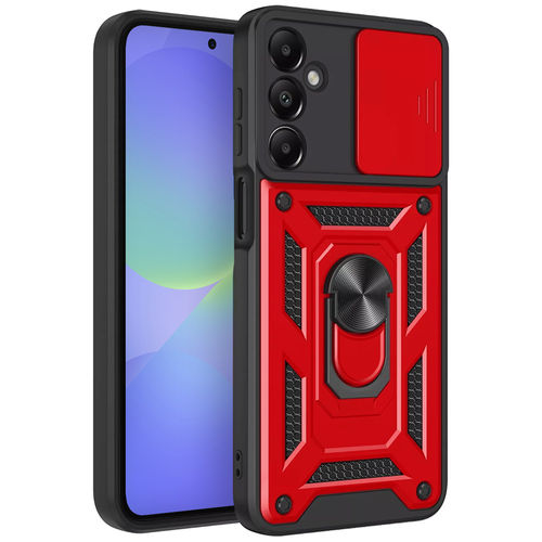 Heavy Duty Shockproof Case / Slide Camera Cover for Samsung Galaxy A36 - Red