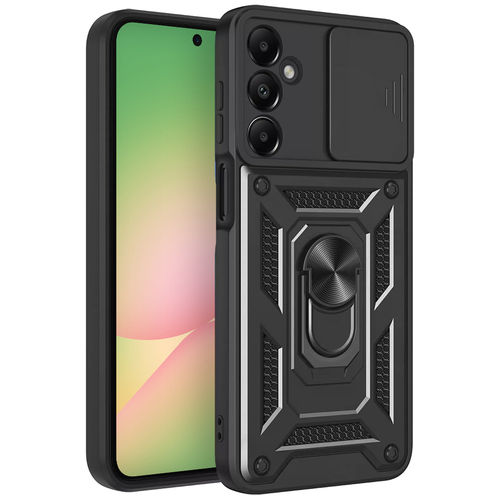 Heavy Duty Shockproof Case / Slide Camera Cover for Samsung Galaxy A56 - Black