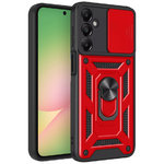 Heavy Duty Shockproof Case / Slide Camera Cover for Samsung Galaxy A56 - Red