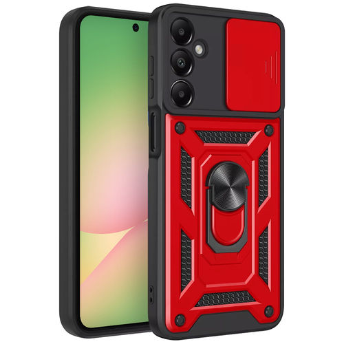 Heavy Duty Shockproof Case / Slide Camera Cover for Samsung Galaxy A56 - Red