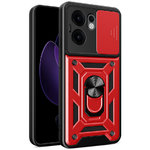 Heavy Duty Shockproof Case / Slide Camera Cover for Oppo Reno13 F - Red
