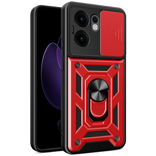 Heavy Duty Shockproof Case / Slide Camera Cover for Oppo Reno13 F - Red
