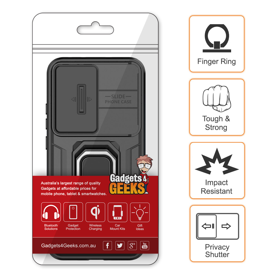 Heavy Duty Shockproof Case / Slide Camera Cover for Oppo Reno13 - Black