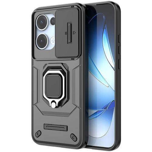 Heavy Duty Shockproof Case / Slide Camera Cover for Oppo Reno13 - Black