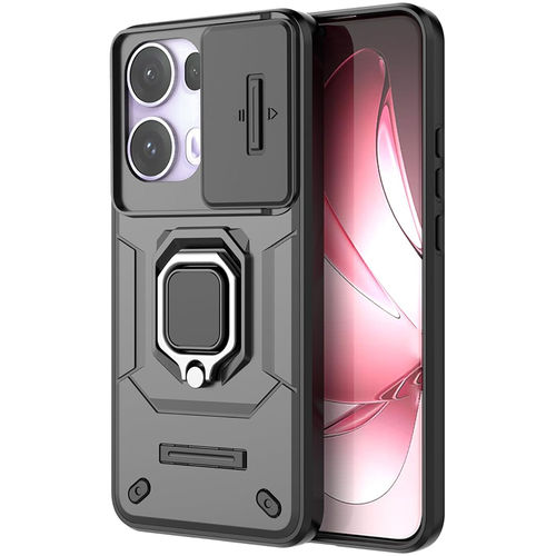 Heavy Duty Shockproof Case / Slide Camera Cover for Oppo Reno13 Pro - Black