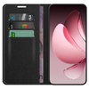 Leather Wallet Case & Card Holder Pouch for Oppo Reno13 Pro - Black