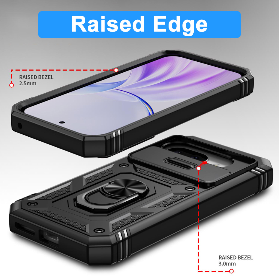 Heavy Duty Shockproof Case / Slide Camera Cover for Google Pixel 9a - Black