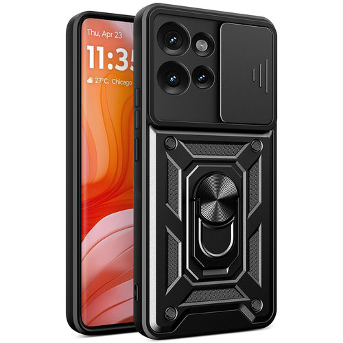 Heavy Duty Shockproof Case / Slide Camera Cover for Motorola Edge 50 - Black