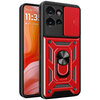 Heavy Duty Shockproof Case / Slide Camera Cover for Motorola Edge 50 - Red