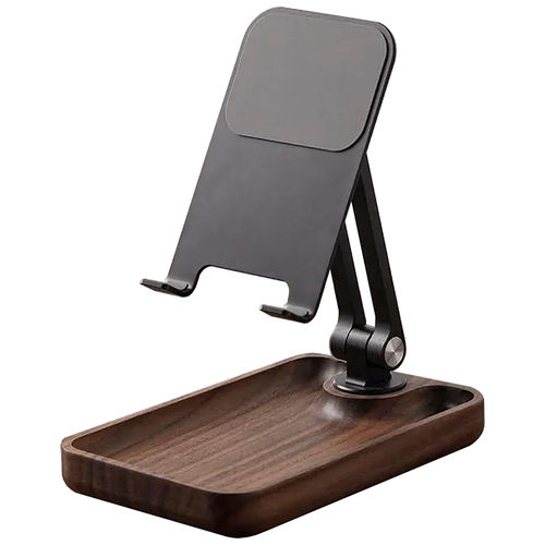 Wooden Foldable Desktop Stand / Adjustable Holder for Phone / Tablet - Walnut