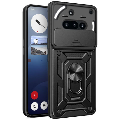 Heavy Duty Shockproof Case / Slide Camera Cover for Nothing Phone (3a) - Black