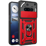 Heavy Duty Shockproof Case / Slide Camera Cover for Nothing Phone (3a) - Red