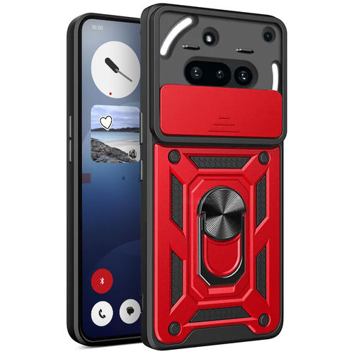 Heavy Duty Shockproof Case / Slide Camera Cover for Nothing Phone (3a) - Red