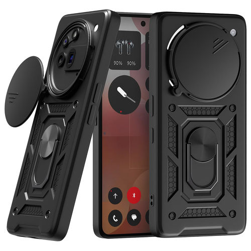 Heavy Duty Shockproof Case / Slide Camera Cover for Nothing Phone (3a) Pro - Black