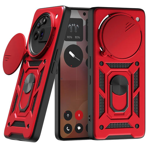 Heavy Duty Shockproof Case / Slide Camera Cover for Nothing Phone (3a) Pro - Red
