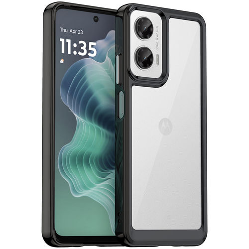 Hybrid Acrylic Tough Shockproof Case for Motorola Moto G35 - Black (Frame)