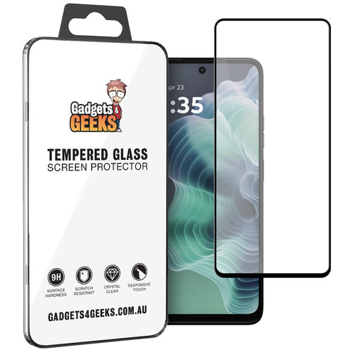 Full Coverage Tempered Glass Screen Protector for Motorola Moto G35 - Black