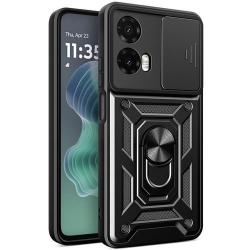 Heavy Duty Shockproof Case / Slide Camera Cover for Motorola Moto G35 - Black